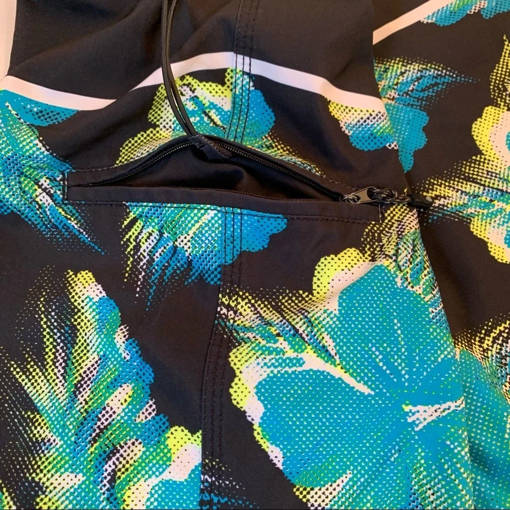 QUIKSILVER Black, Blue Green and Yellow Swim Trunks